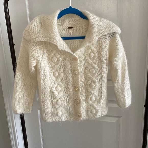Free People Floral Mohair blend Cardigan Size M - Picture 1 of 5